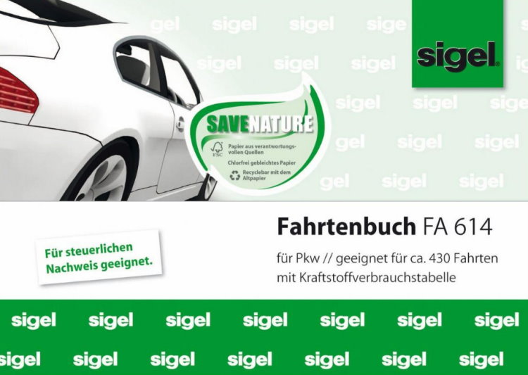 Sigel Fahrtenbuch FA614 PKW Fahrtenheft Fahrtenbücher Kontrollbuch ...