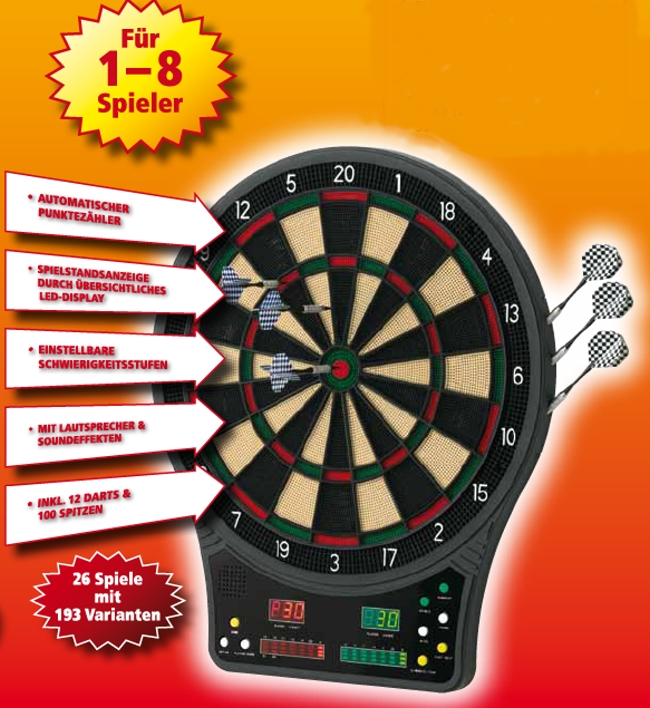 Dart Maxx elektr. Dartscheibe 8 Spieler 193 Varianten