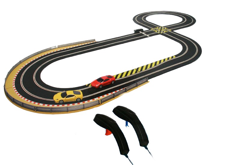 Scalextric Autorennbahn Rennbahn + 2x Ferrari 532cm Neu